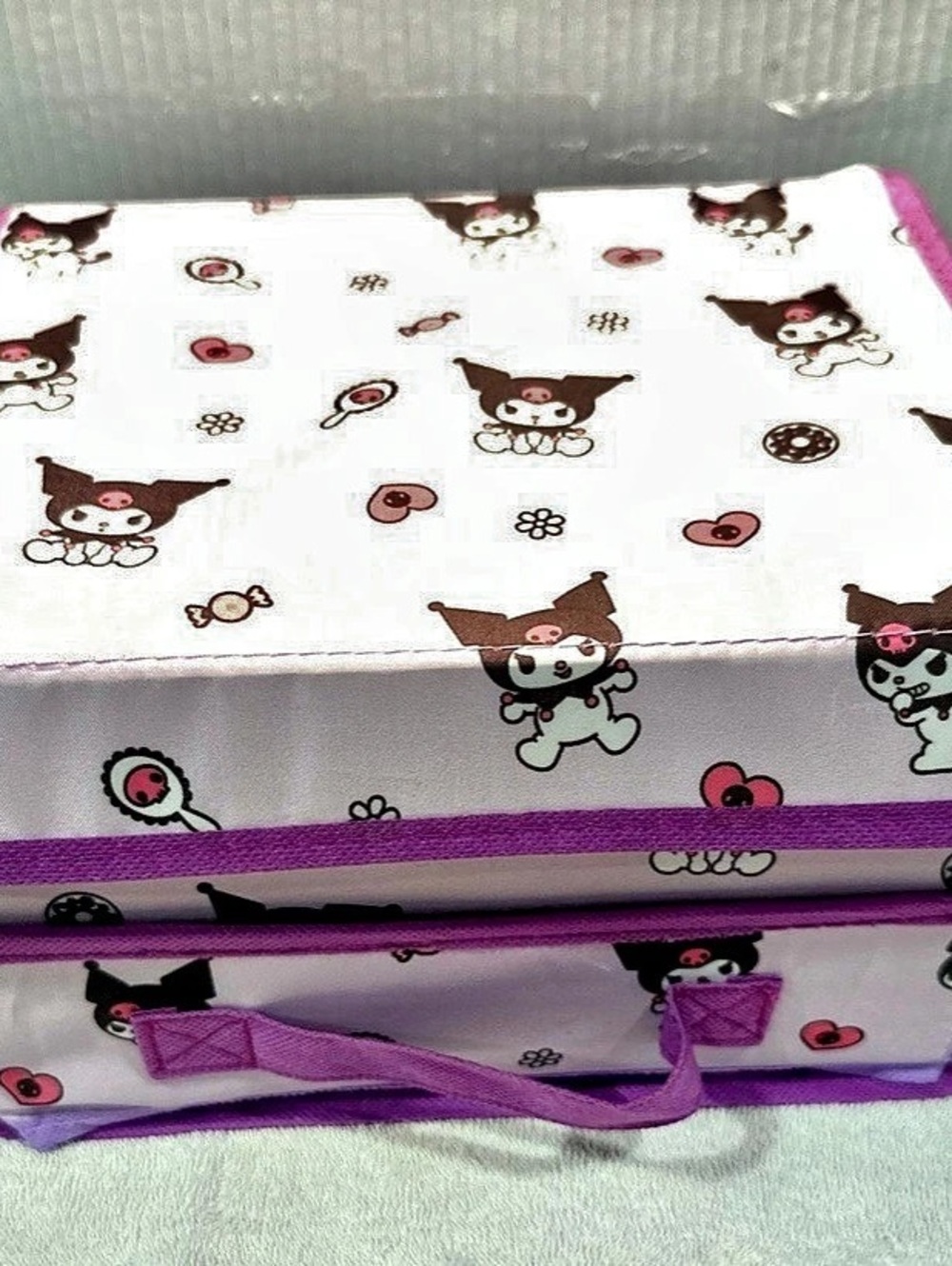 Halloween Sanrio Kuromi Minisc Fabric Storage Organizer in Purple & Pink 8x10.5